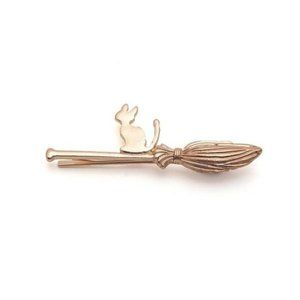 Cat on Broom Hair Pin